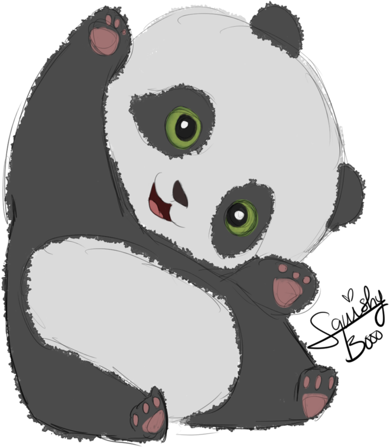 かわいい緑の目をしたパンダのイラスト 壁紙