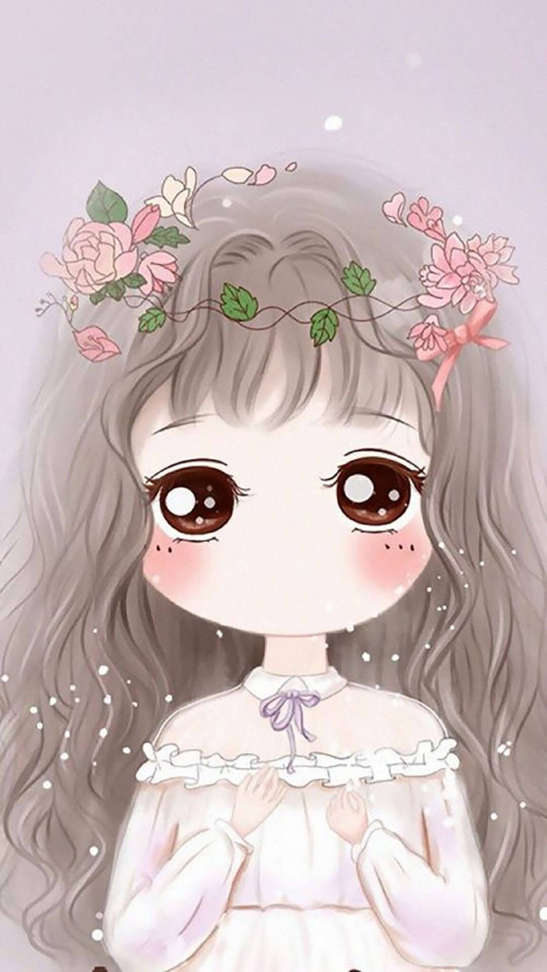 かわいい花冠の女の子 壁紙