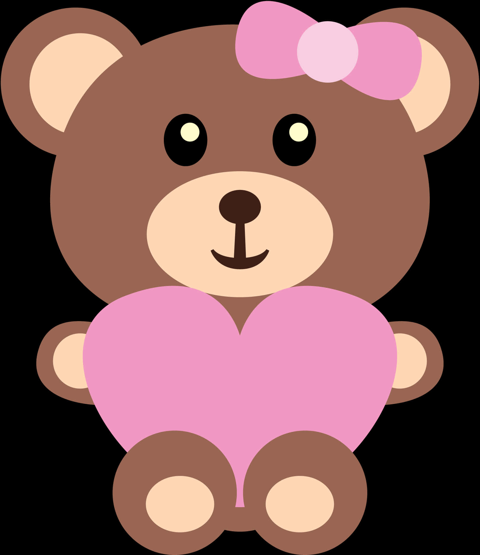 かわいい茶色のテディベアとピンクのハート 壁紙