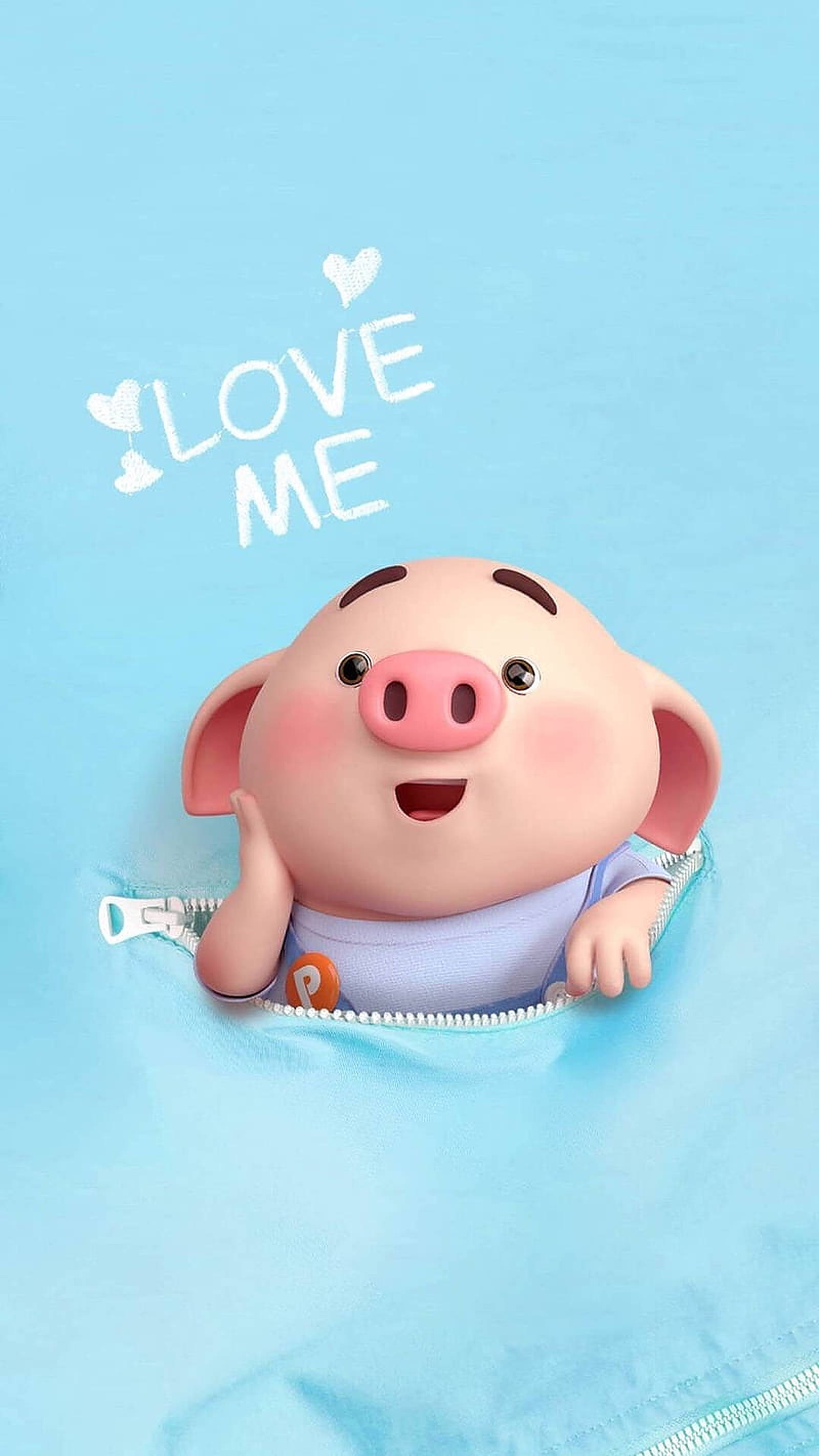 かわいい豚「Love Me」 壁紙