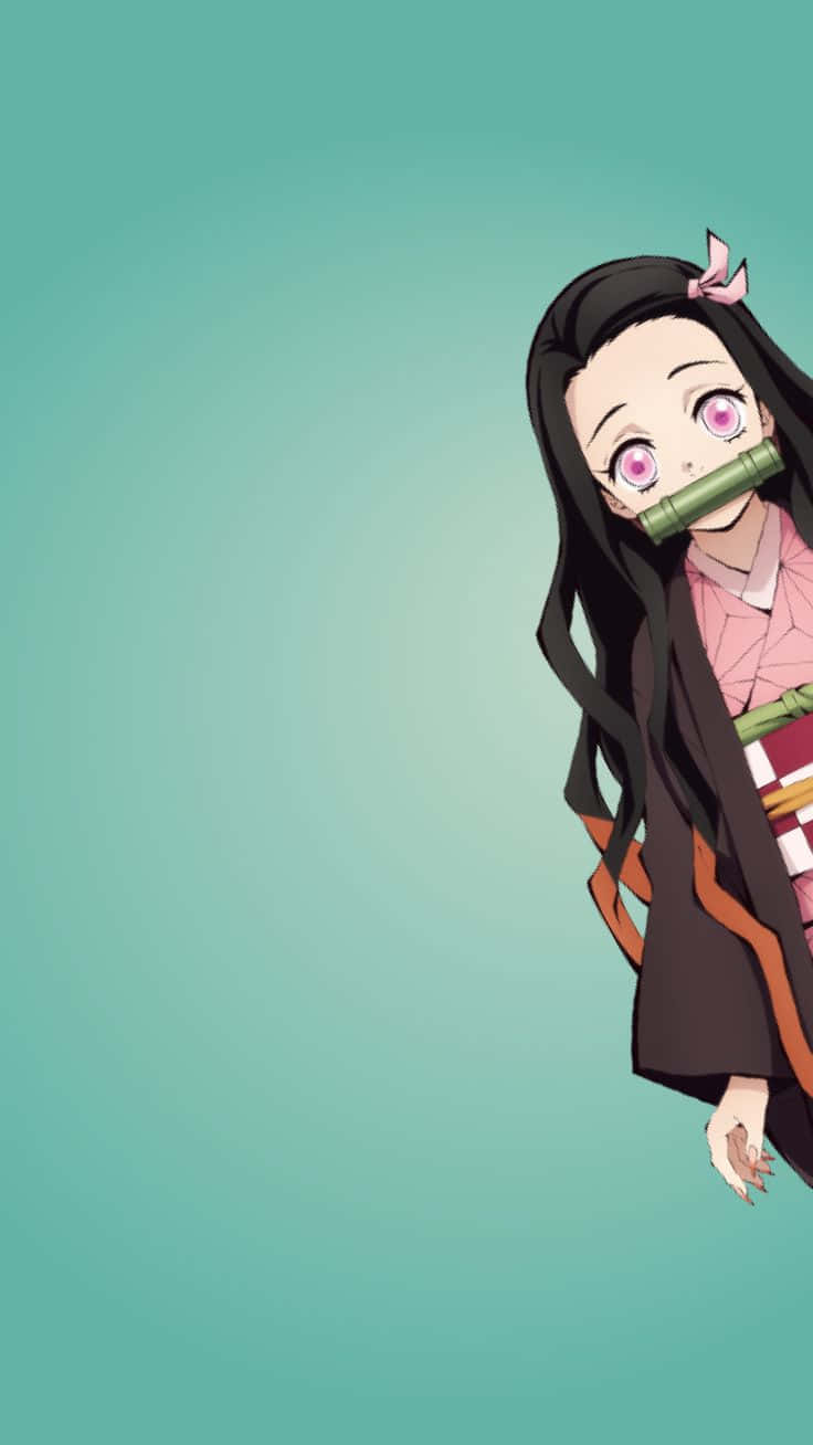 かわいい鬼殺隊キャラクター・禰豆子のミニマルグラフィックアート 壁紙