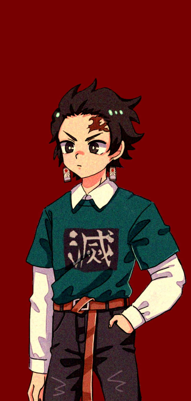 かわいい鬼滅の刃キャラクター 竈門炭治郎 モダンファッション 壁紙