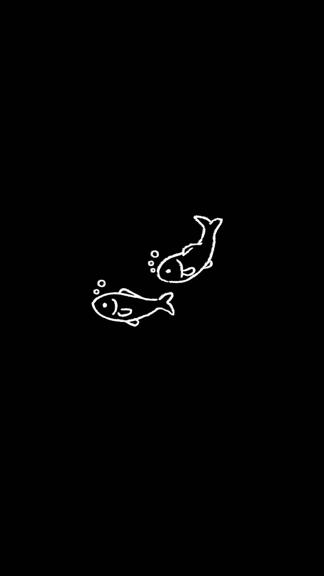 かわいい黒い魚のイラスト 壁紙