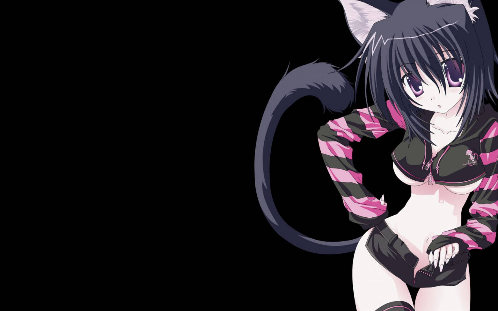 かわいい黒髪のアニメ狼娘 壁紙