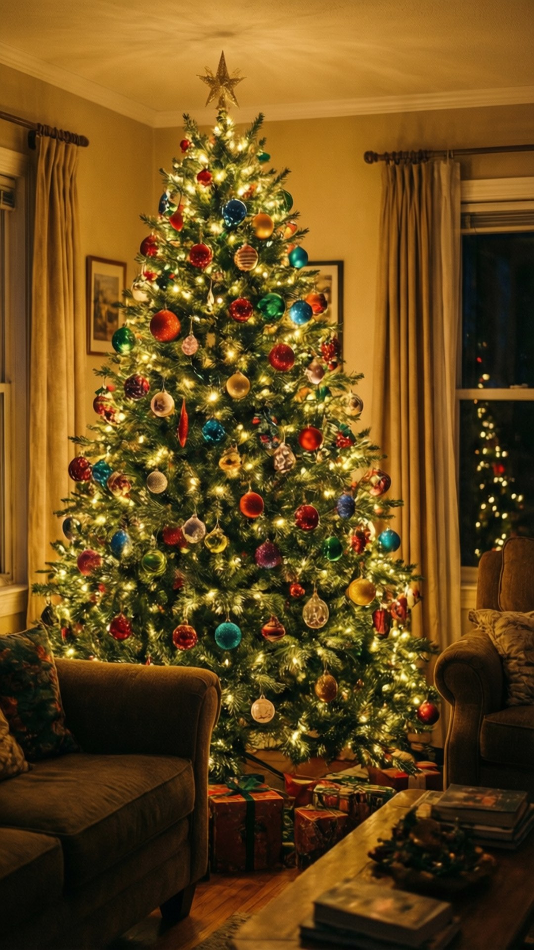 きらめくクリスマスツリー 壁紙