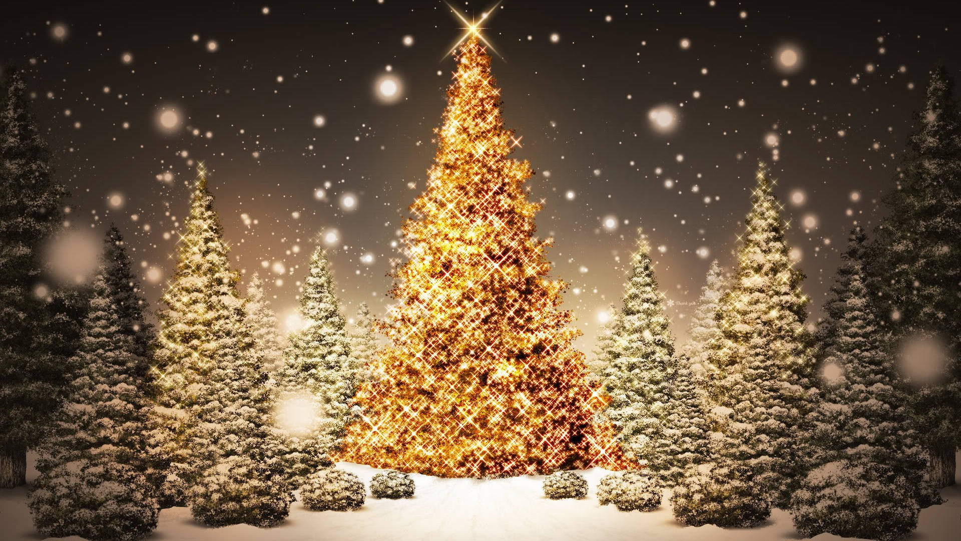 きらめく美しいクリスマスツリー 壁紙