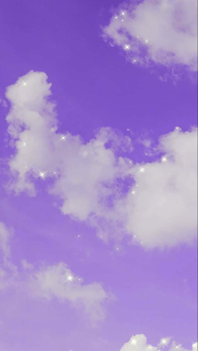 きらめく雲 ラベンダーパステルパープルの美的背景 壁紙