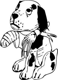 けがをした子犬のイラスト 壁紙