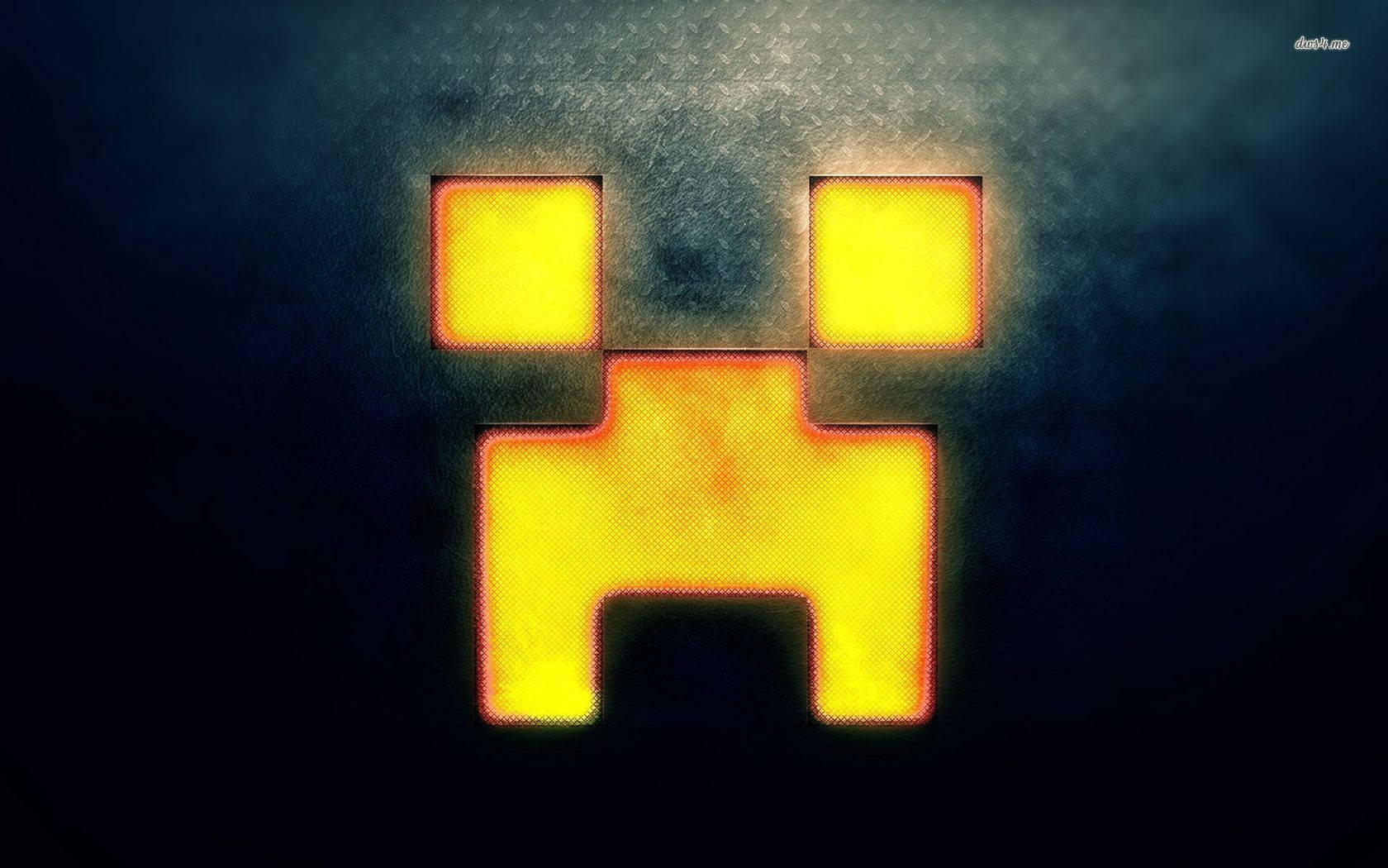 マインクラフト ピクセル オレンジ クリーパーフェイス 光る 壁紙