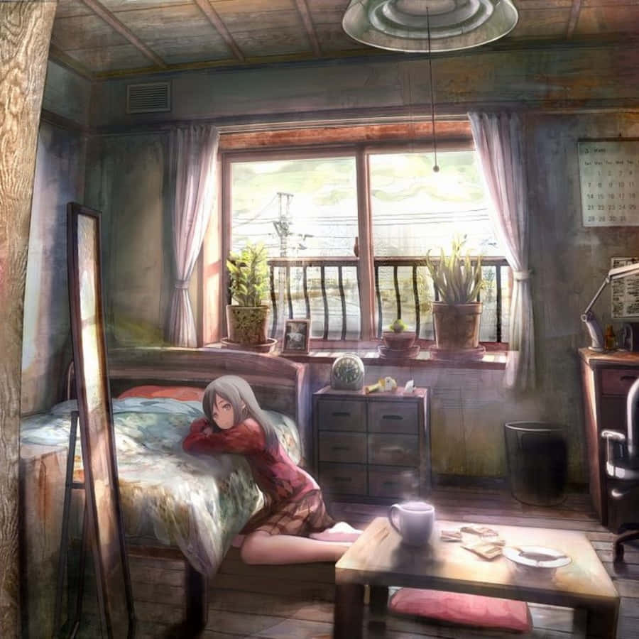 「この鮮やかなアニメ風の部屋でくつろぎのひとときを」 壁紙