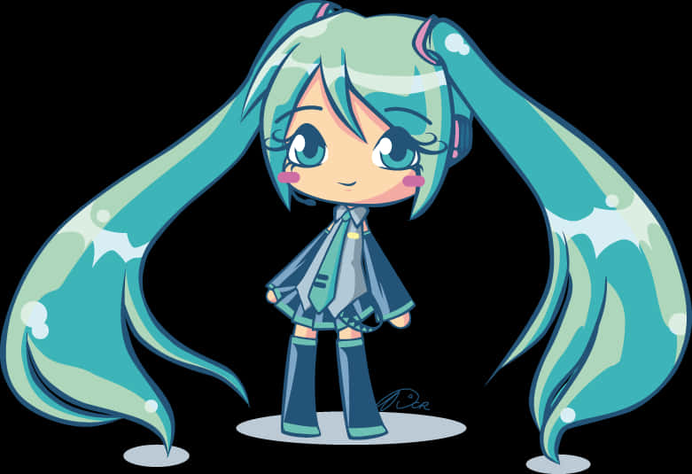 ちび初音ミク ベクターアート 壁紙