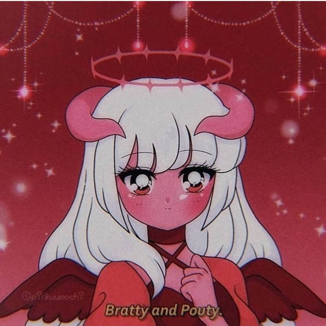 ふくれっ面で生意気な悪魔っ子アニメ Discord アイコン 壁紙