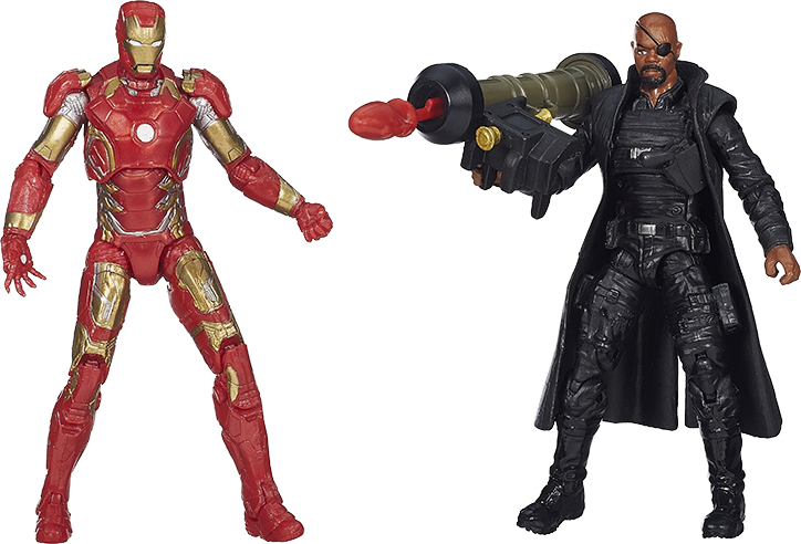 アイアンマンとニック・フューリーのアクションフィギュア 壁紙