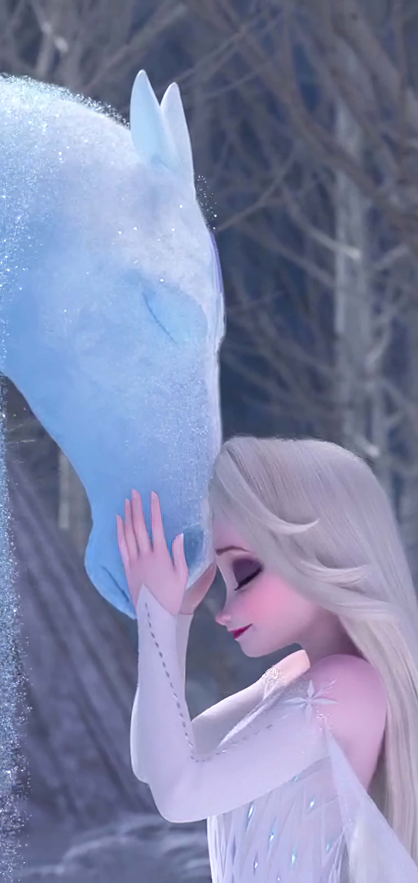 アナと雪の女王で少女が馬にキスをしている 壁紙