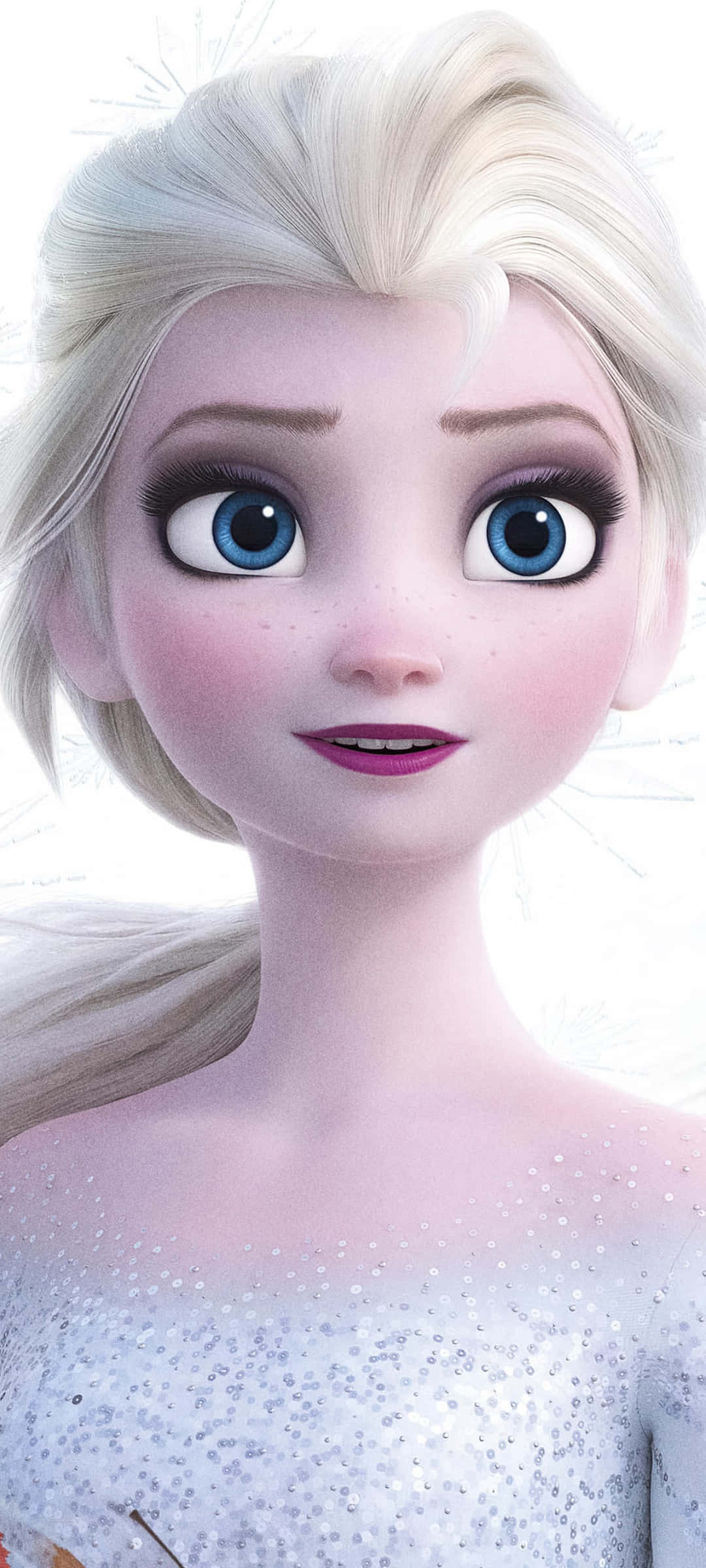 アナと雪の女王のエルサが白いドレスと青い瞳 壁紙