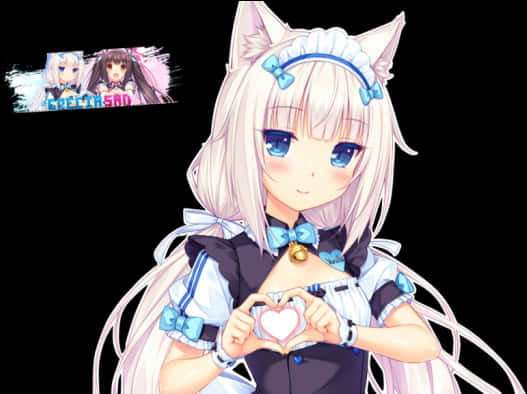 アニメ 猫娘 ハートポーズ 壁紙