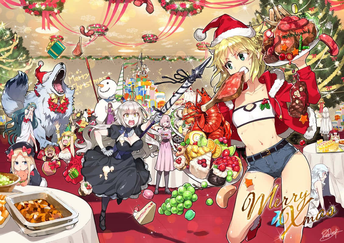 アニメのクリスマスシーンで感じる喜びと温かさ。 壁紙