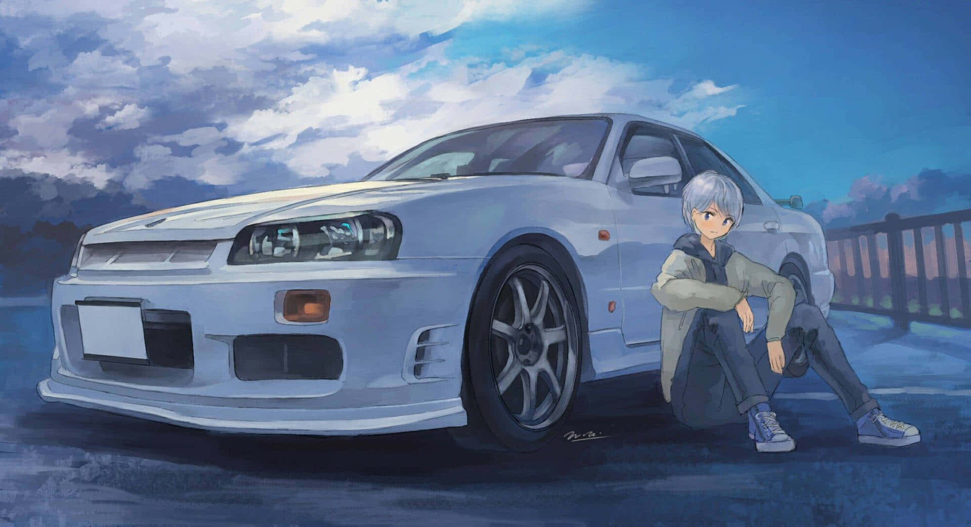 アニメの世界を駆け抜けるハイスピードスポーツカー 壁紙