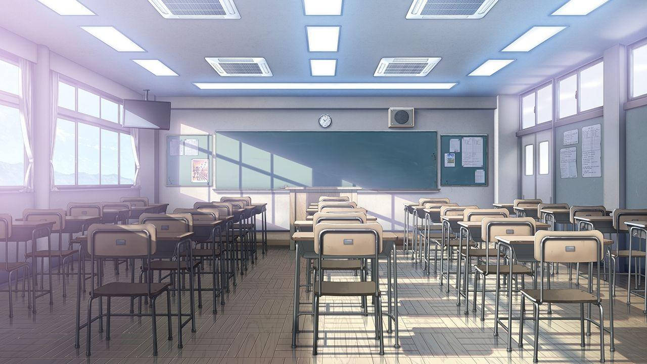 アニメの学校風景 空き教室 壁紙