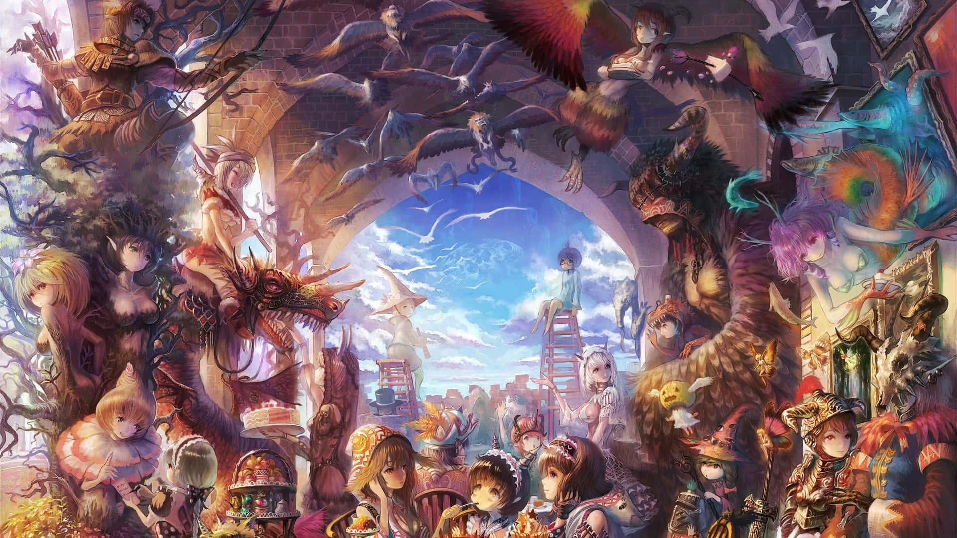 アニメの魔法の世界へ、冒険心あふれるキャラクターたちと共に！ 壁紙