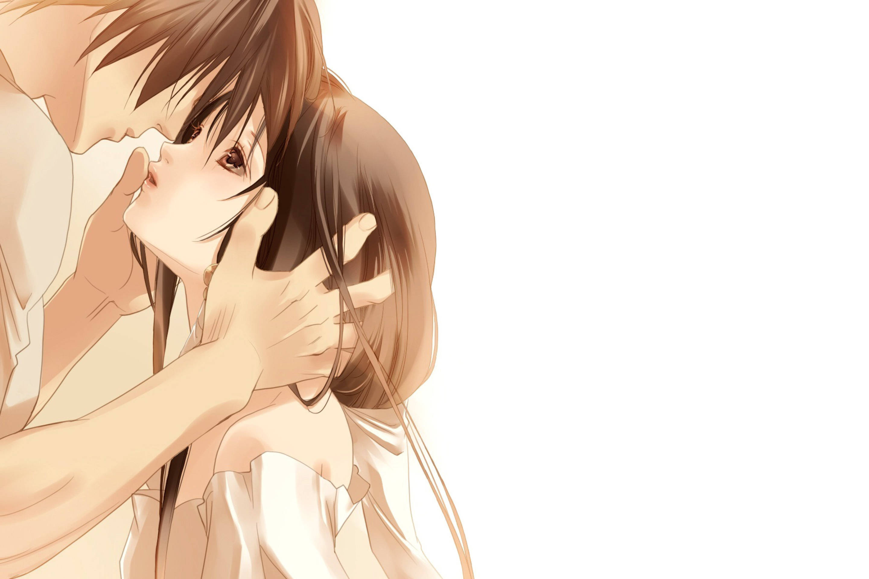 アニメカップル キス寸前 壁紙
