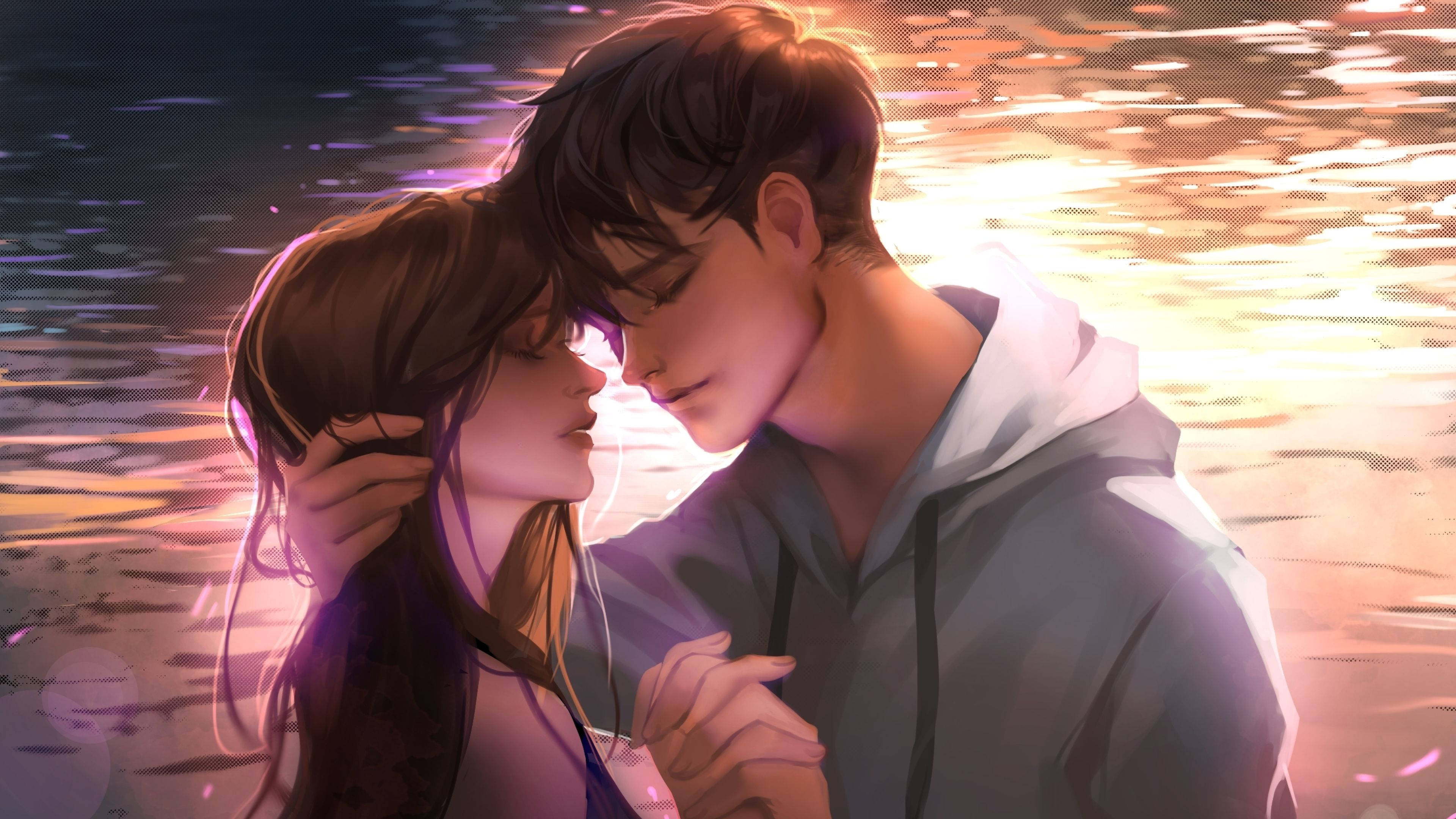 アニメカップルが抱き合う大人 壁紙