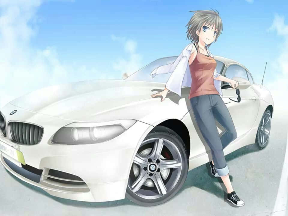 アニメカーで夜の外出準備 壁紙