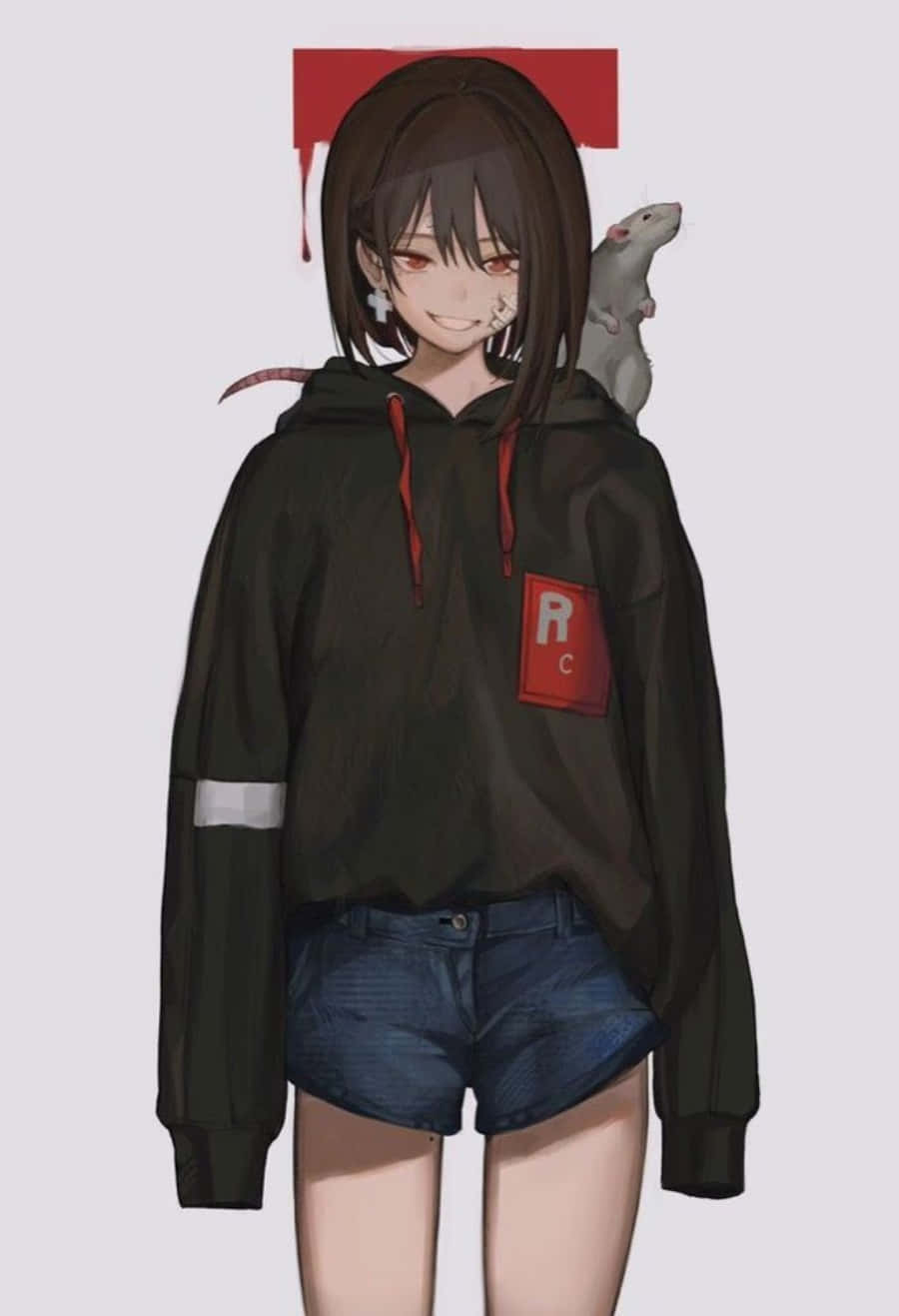 アニメガールがシックなパーカーを着こなす 壁紙