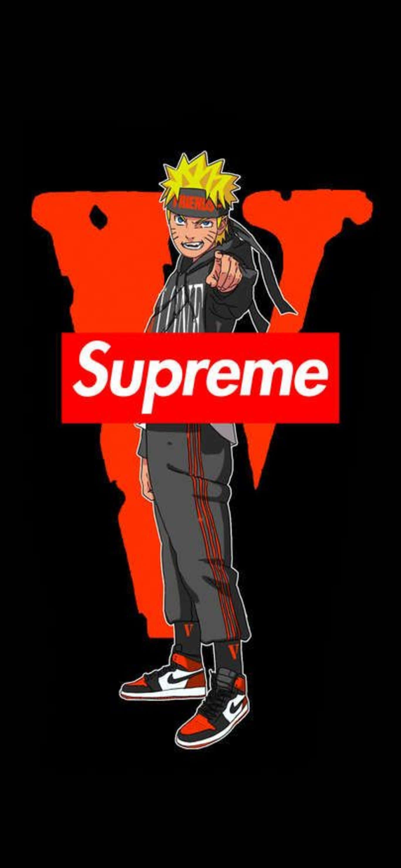 Supremeのストリートウェアを着たおしゃれでスタイリッシュなアニメキャラクター 壁紙
