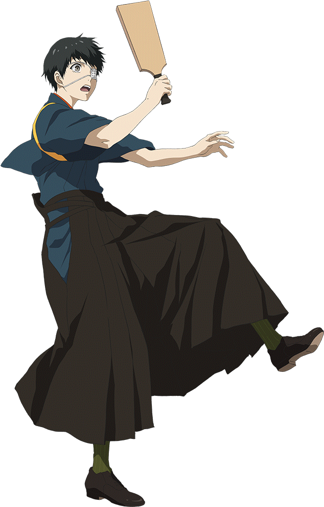 アニメキャラクターが木剣を振るう 壁紙