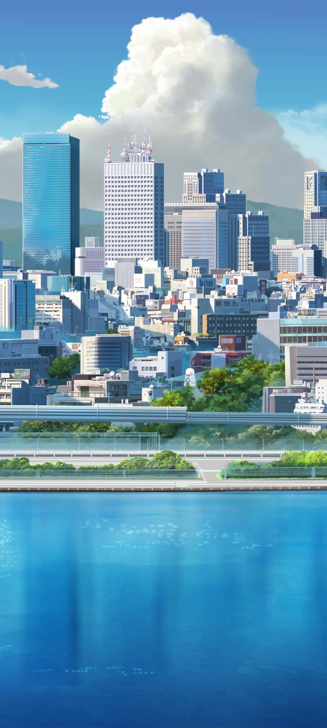 アニメシティの鮮やかなネオンライトを探検 壁紙