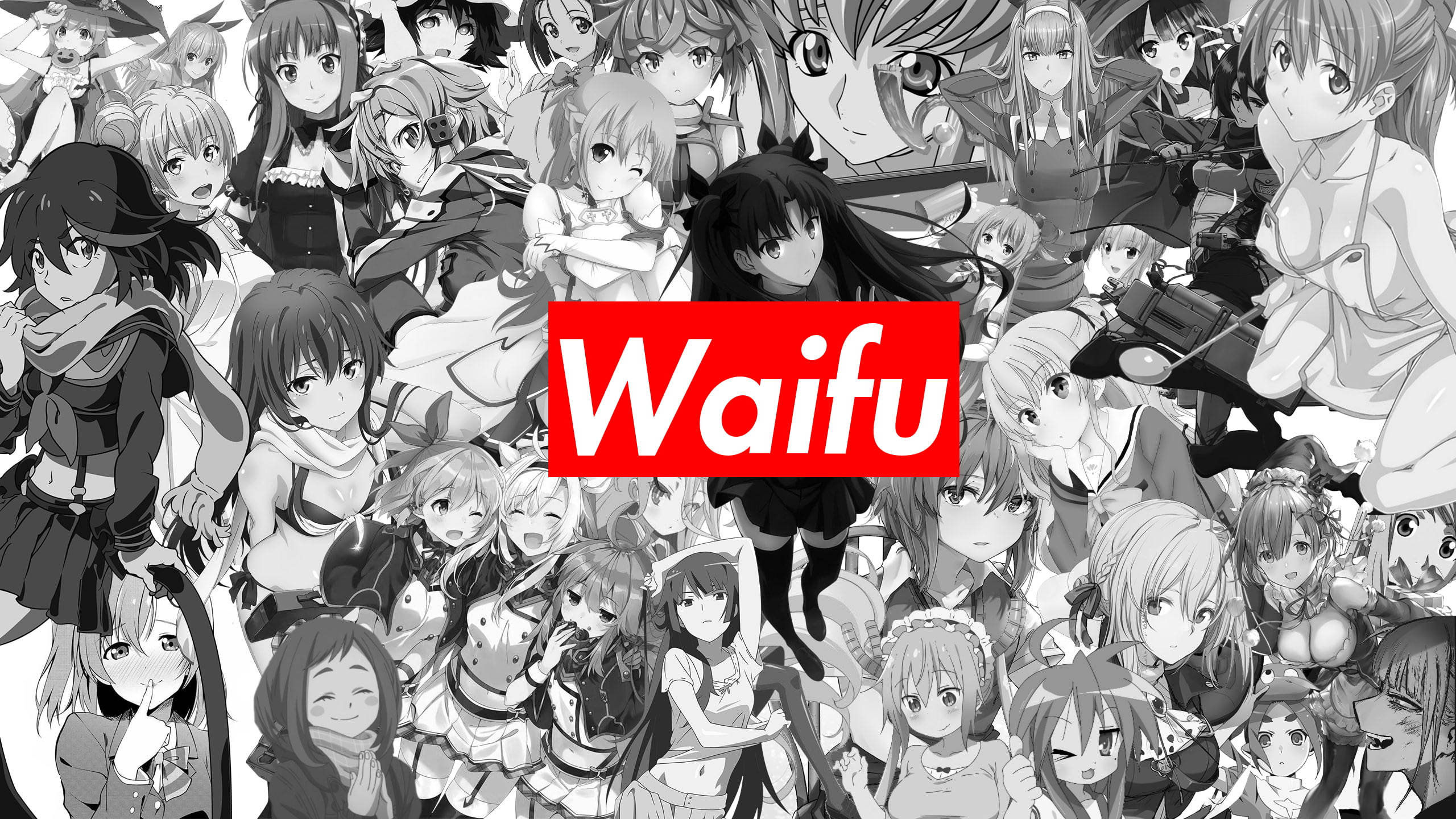 アニメワイフコラージュ シュプリーム風パロディ 壁紙
