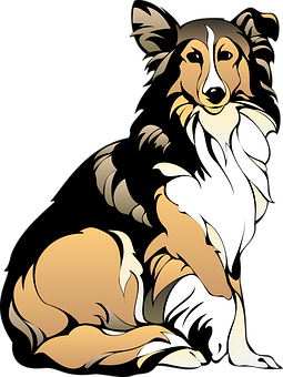 アニメーションするコリー犬のイラスト 壁紙