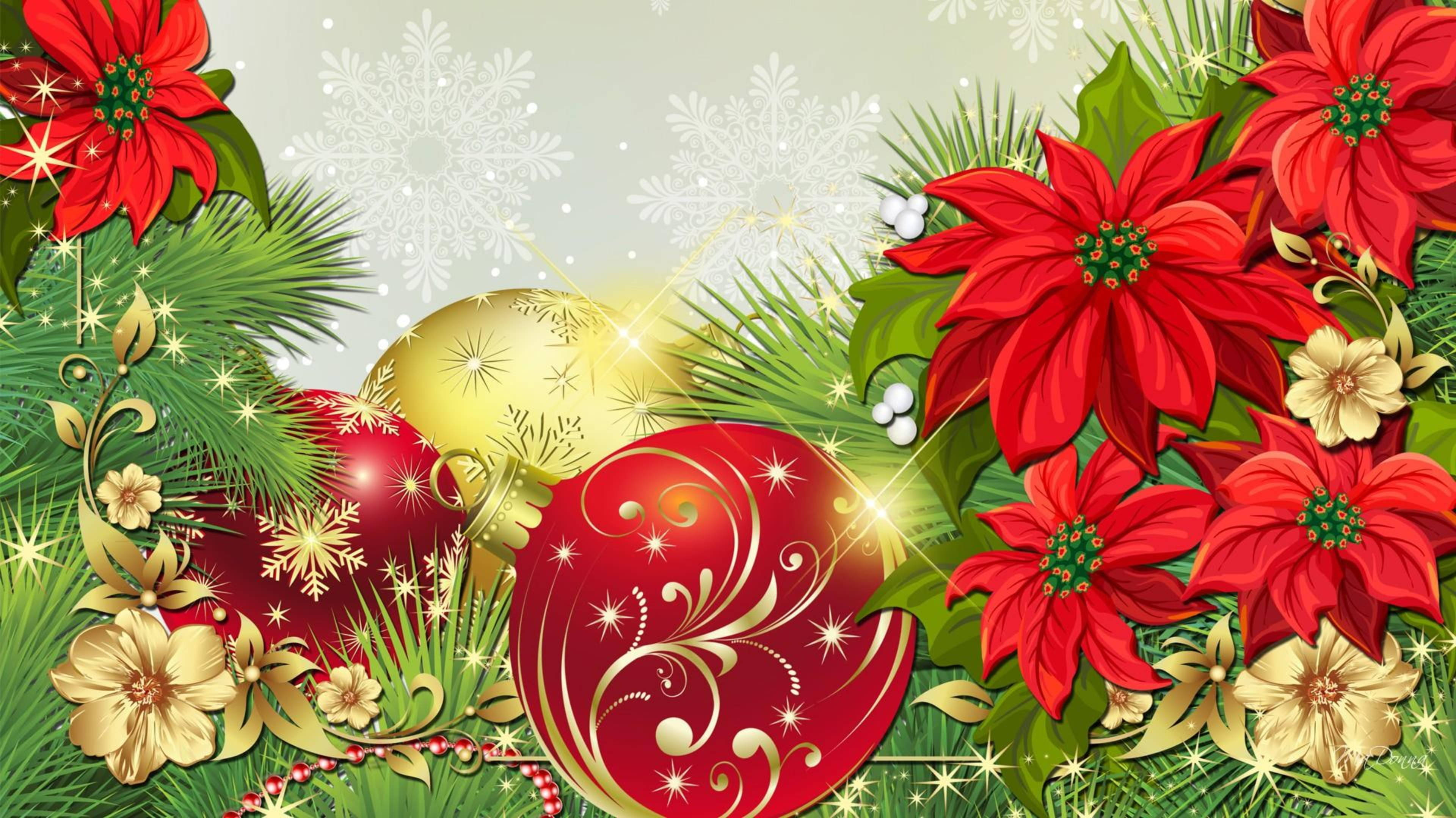 アニメーションのクリスマス・ポインセチア 壁紙