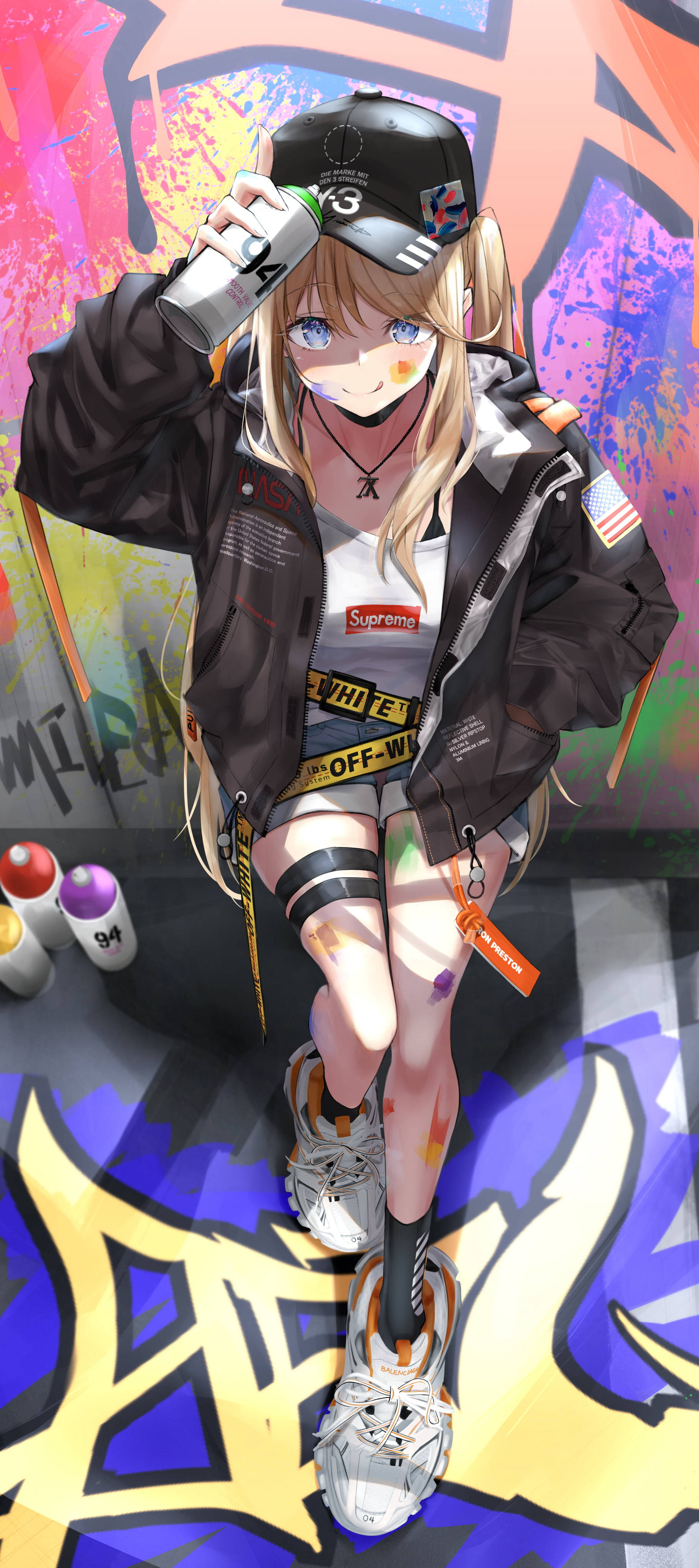 アニメ少女の壁グラフィティ iPhone 壁紙