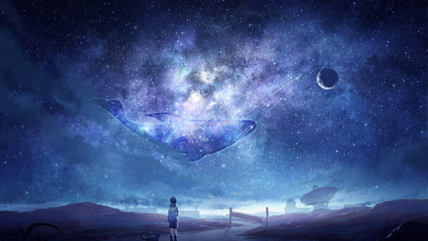 アニメ少年と銀河の月 壁紙