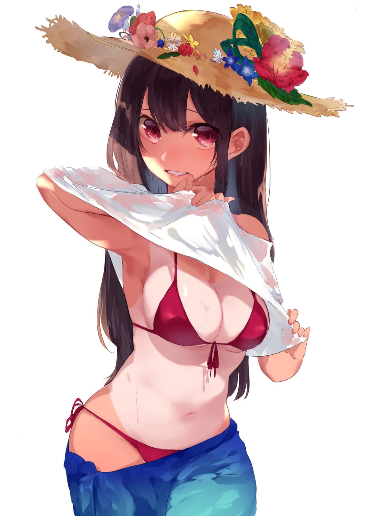 アニメ美少女の夏ビキニ 壁紙