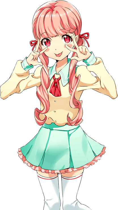 アニメ風 ピースサインの少女 東京 壁紙