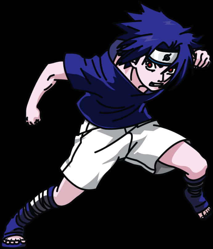 アニメ風・忍者サスケのアクションポーズ 壁紙
