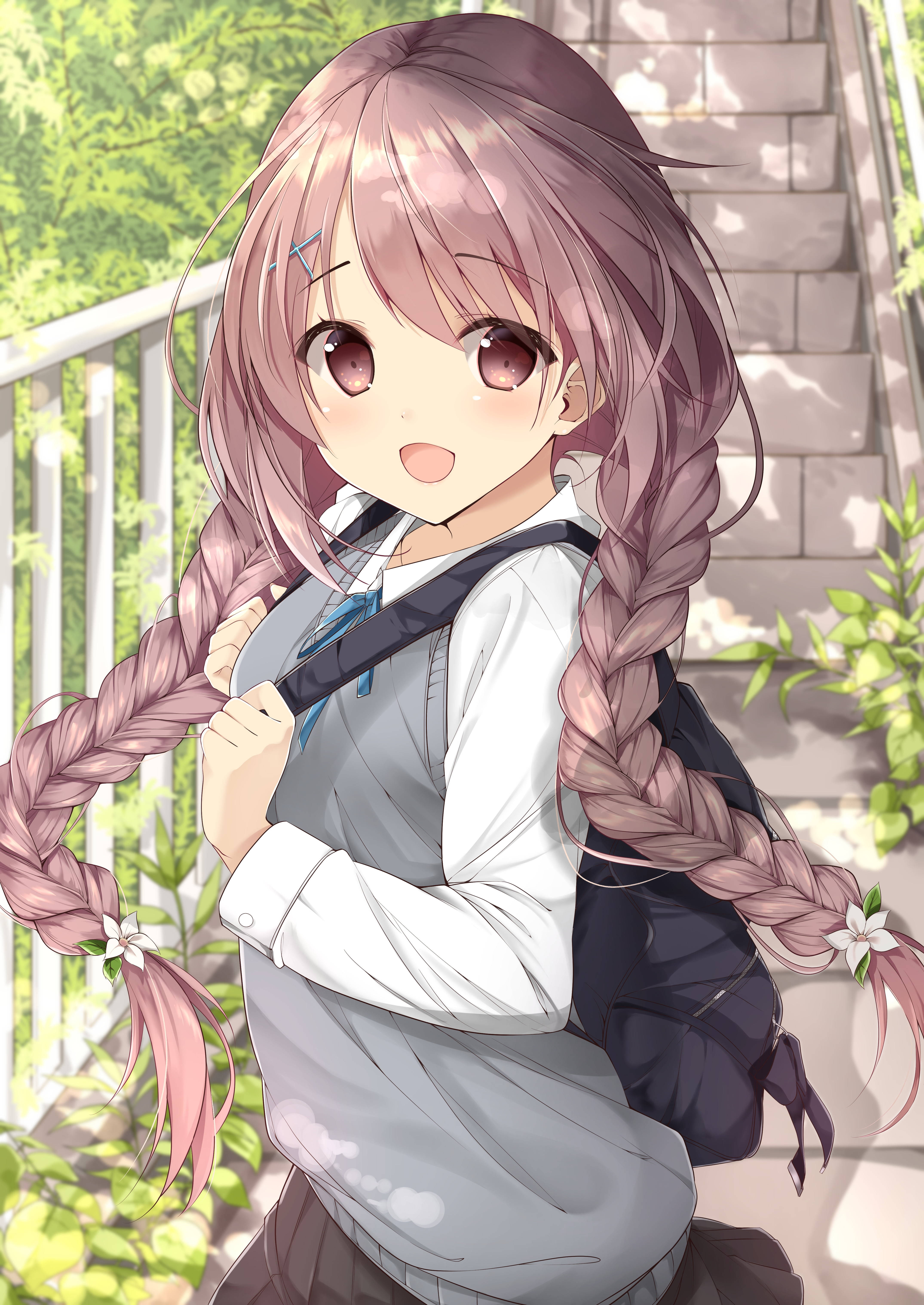 アニメ風のツインテール少女 壁紙