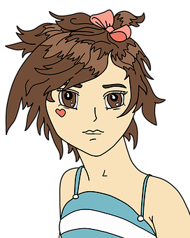 アニメ風のハート頬の少女 壁紙