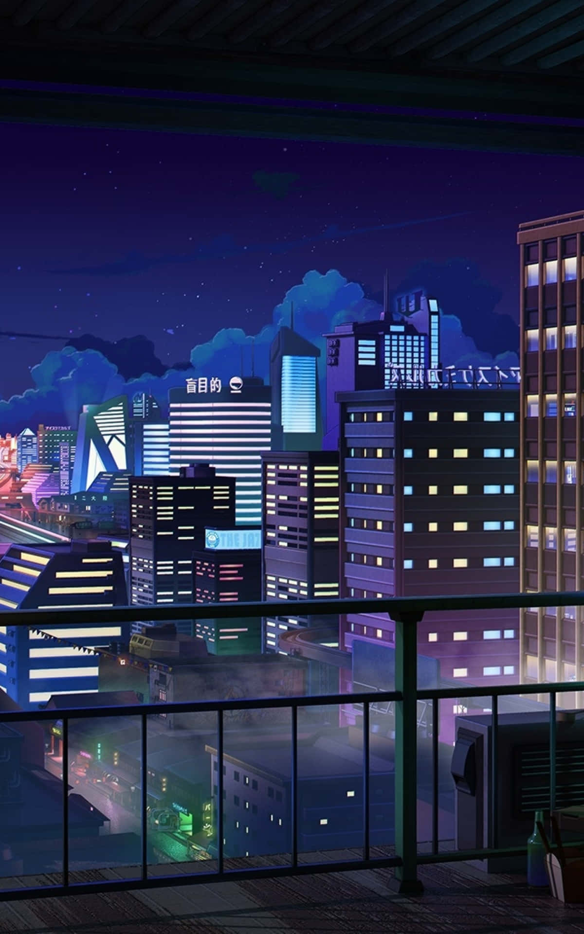 アニメ風の夜の街並み — アニメ ライブGIF 壁紙