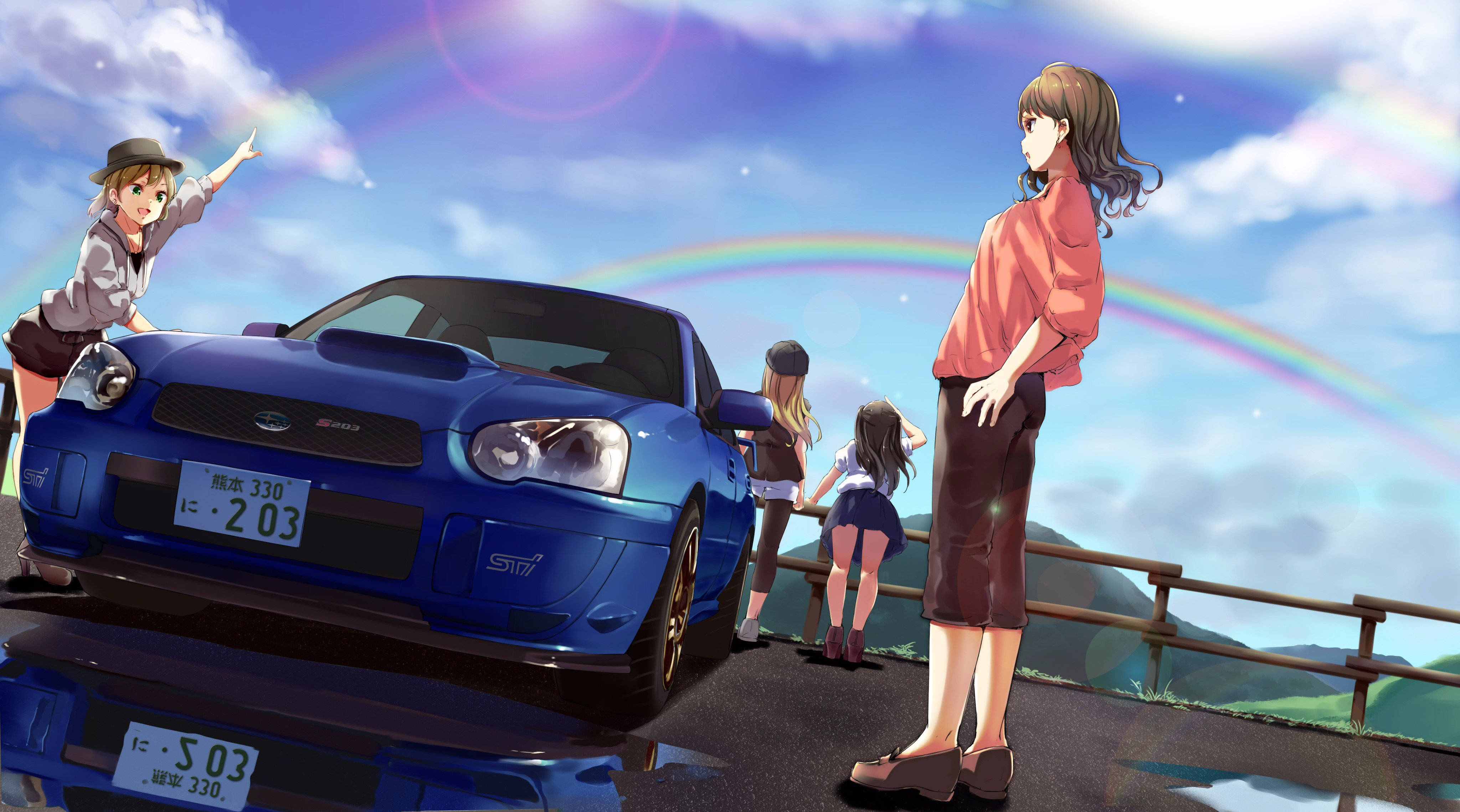 アニメ風スバルWRXのドリフト走行 壁紙
