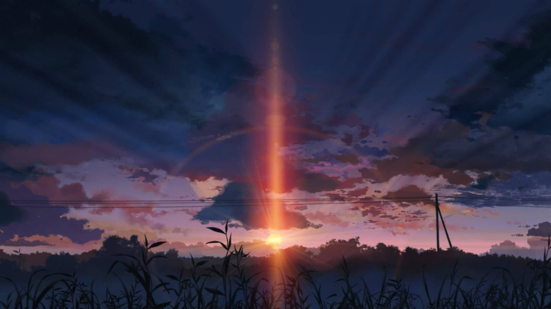アニメ風景 ダークサンセット 壁紙