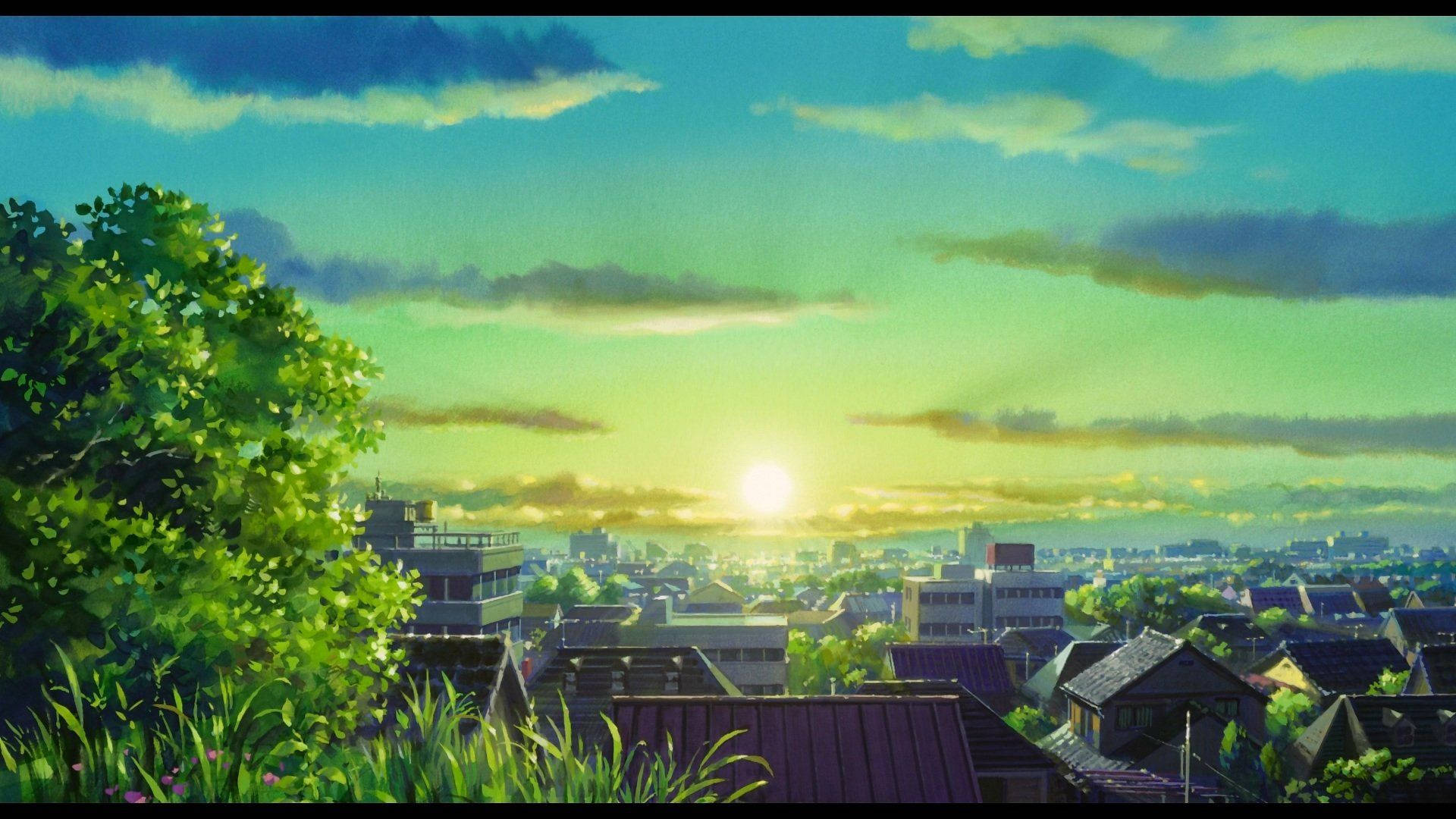 アニメ風景 朝日 壁紙