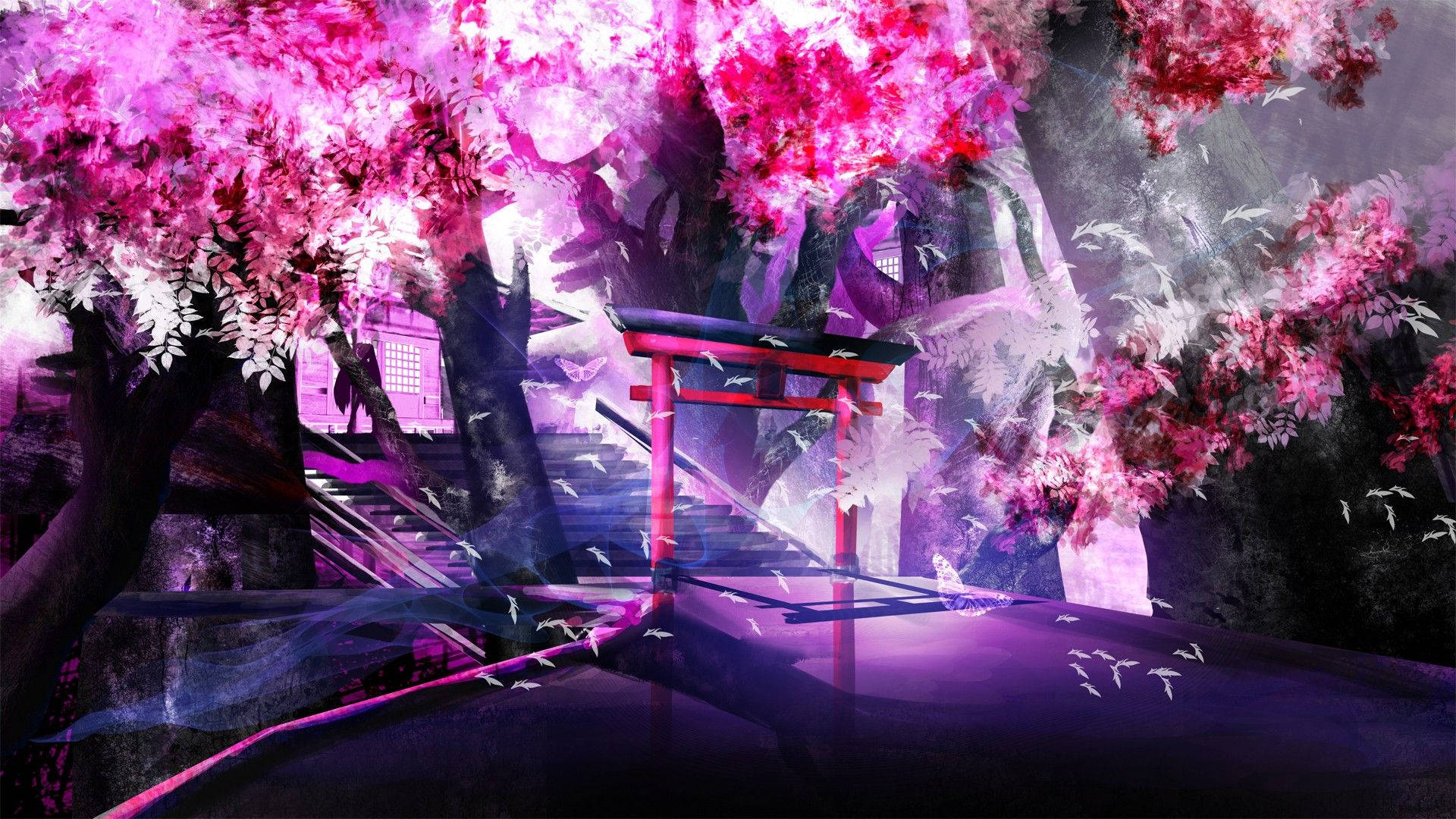 アニメ風景 桜の木 壁紙