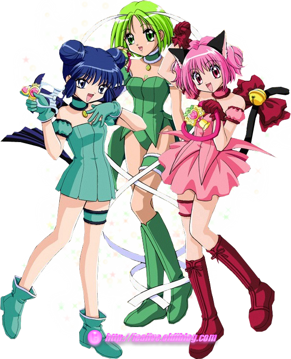 アニメ風魔法少女たちのグループポーズ 壁紙