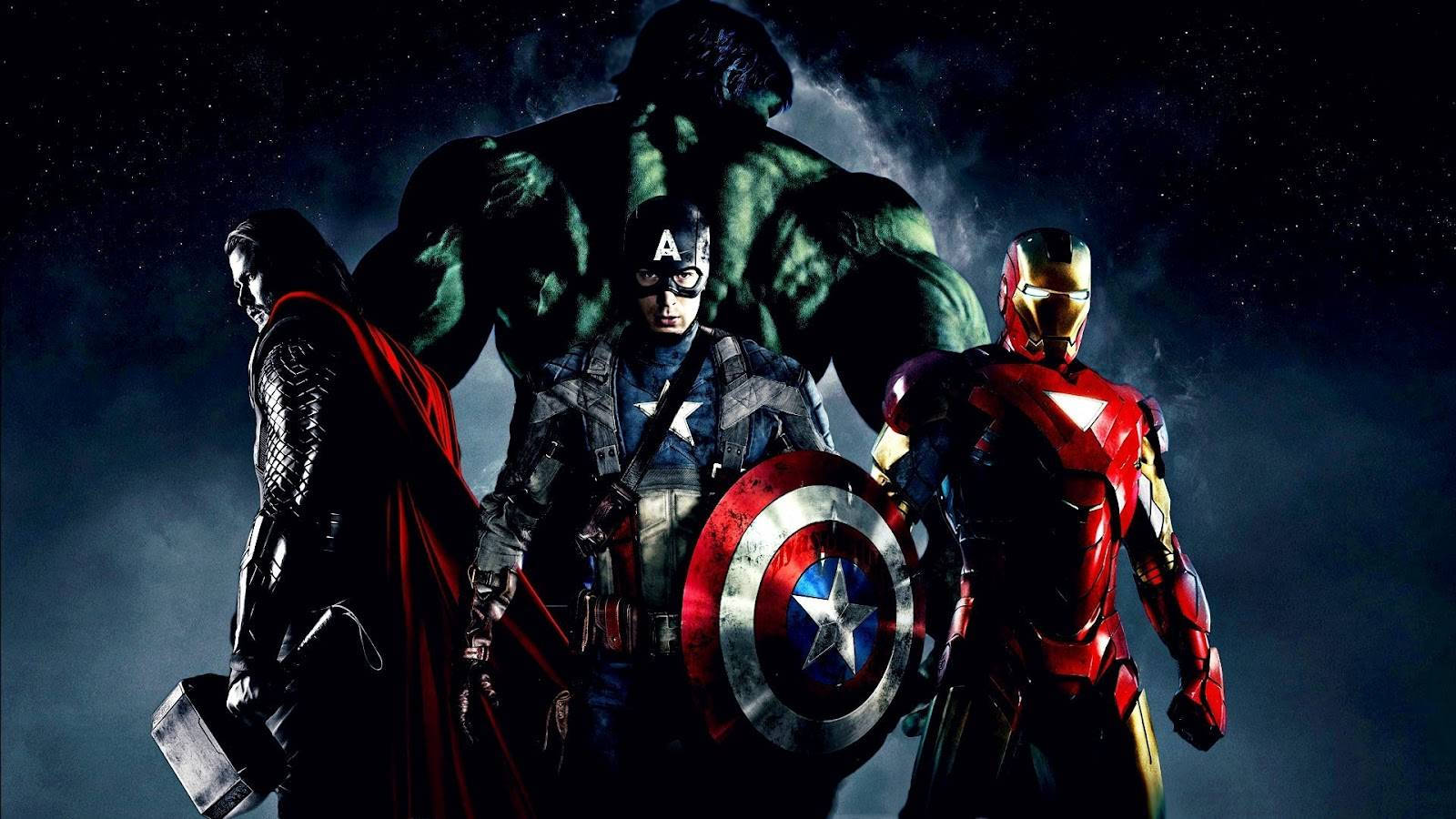 マーベルスーパーヒーロー、ハルク、ソー、キャプテン・アメリカ、アイアンマン。