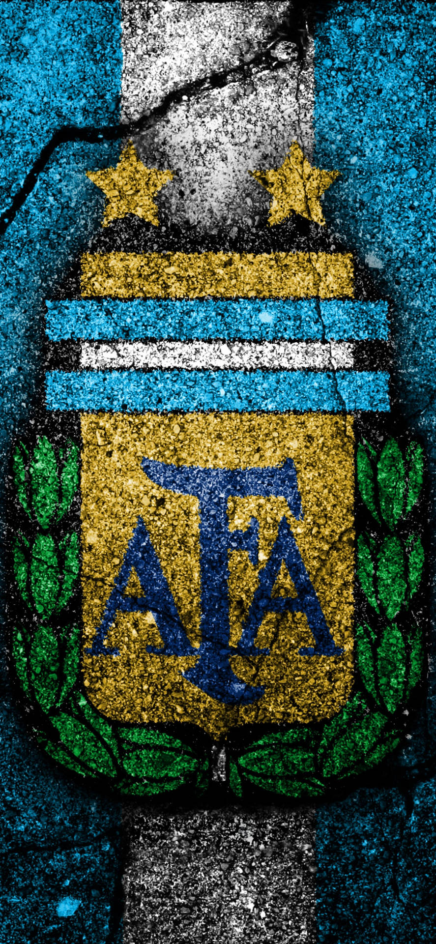 アルゼンチン代表サッカーチームのロゴが描かれた舗装