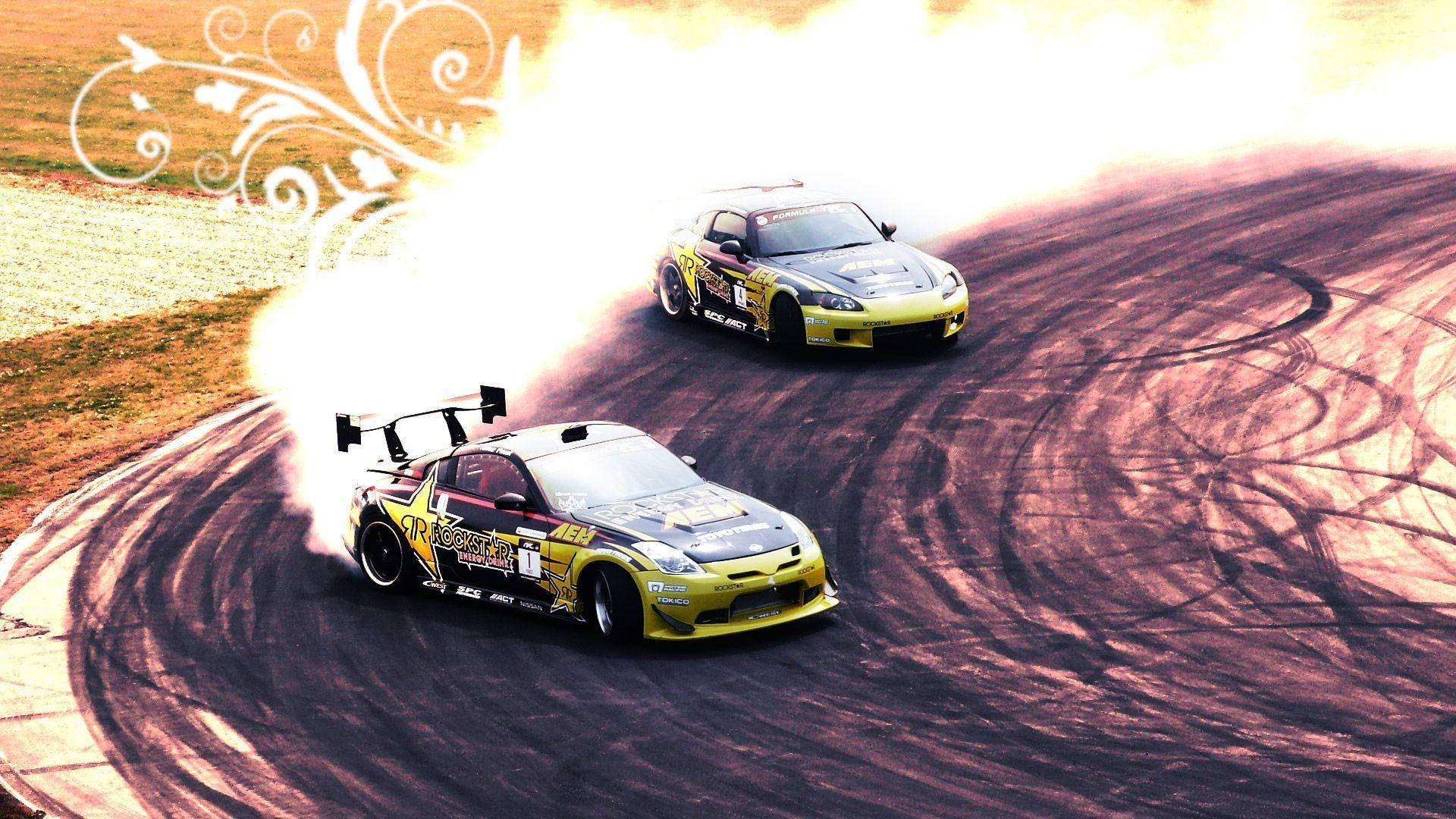 アーティスティックなグリーンのドリフトカー 壁紙